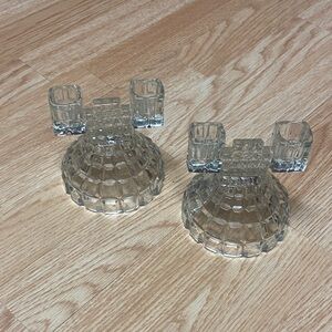 RARE Vintage Paden City Crystal Candlestick Holders Set of 2